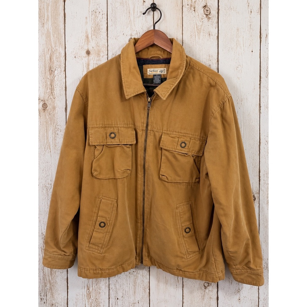 Urban Up Pipeline Men's L Tan Canvas Wool Blend Lined Work Utility Jacket